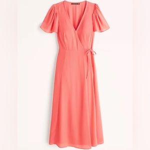 Abercrombie Pink Midi Wrap Dress